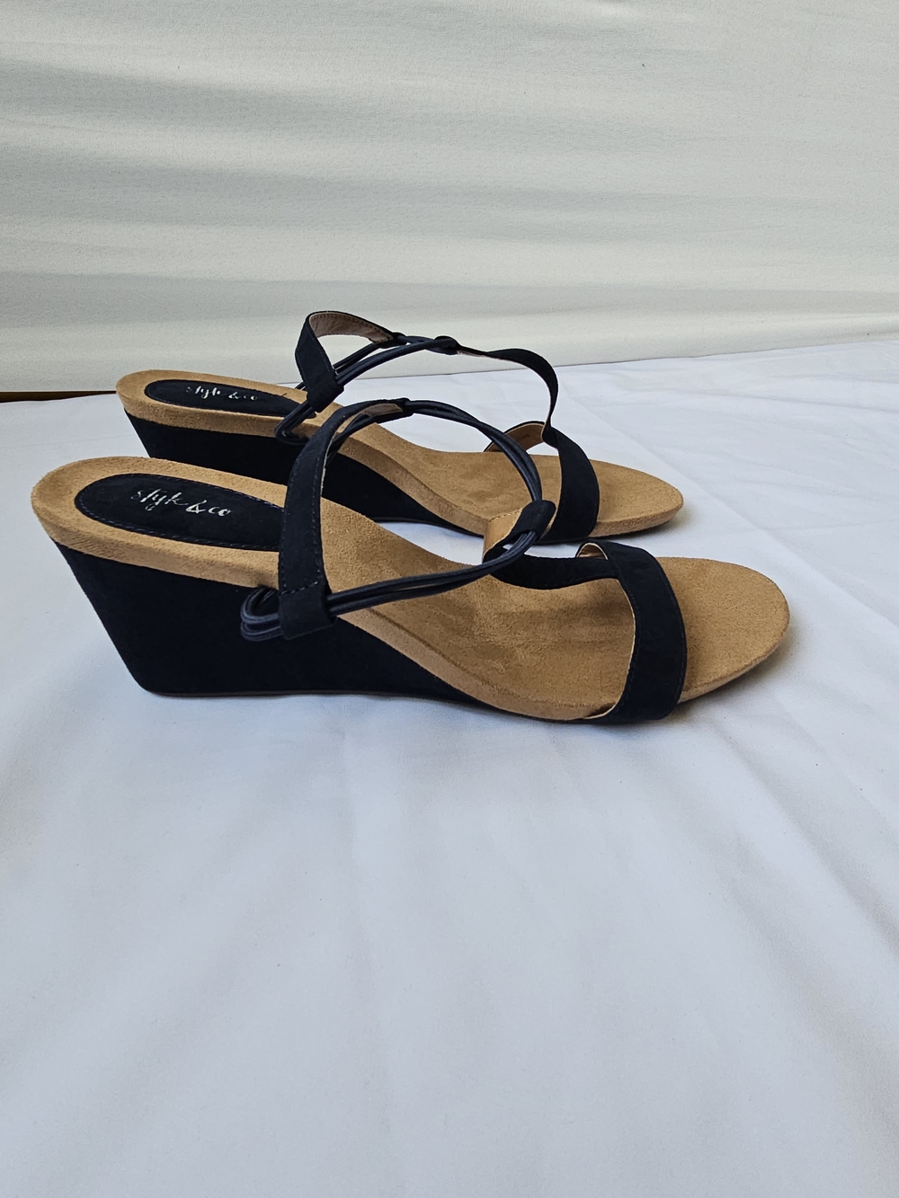 Style & Co. Mulan Wedge Sandals – Navy Blue (T-Strap) - Picture 10 of 16